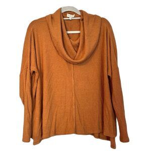 Status by Chenault Cowlneck Sweater Longsleeve Top Rust Orange Brown Womens XS S
